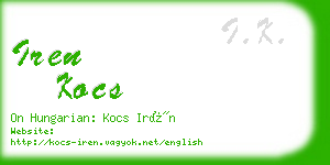 iren kocs business card